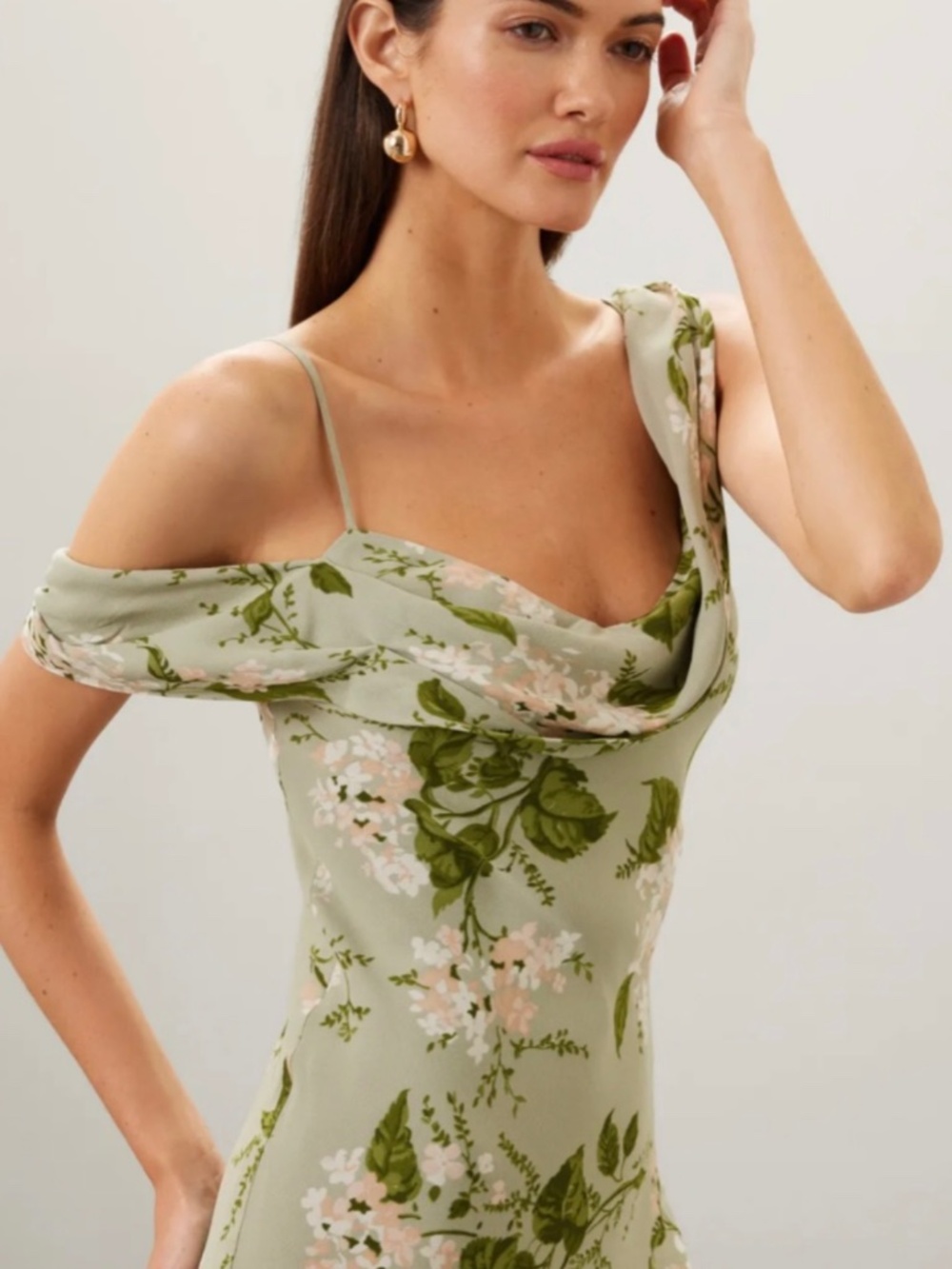 Reformation Reya Floral Drape Dress - Tea Garden - Picture 1 of 5